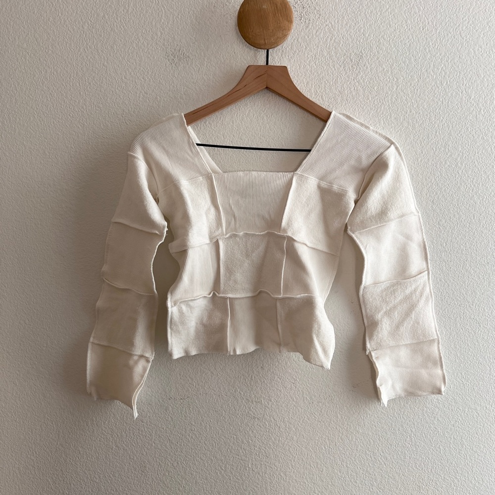 323 Quilted Patchwork Top in White